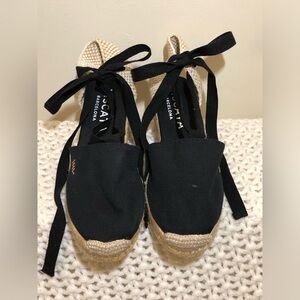 VISCATA escala espadrille black canvas wedges (sz 37)